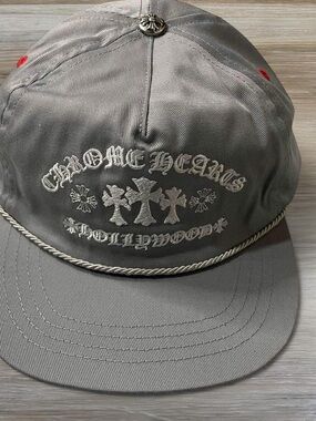 Pre-Owned Chrome Hearts Grey Triple Cross Gas Station Trucker Snapback Hat